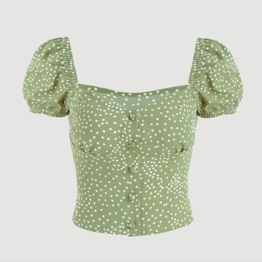 NWT Cider polka dot green blouse size S
